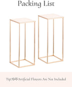 Gold Stand Wedding Centerpieces for Tables - 23.6in Tall Vases for Centerpieces, 2 Pcs Metal Column Flower Stand, Rectangular Flower Display Rack, Wedding Decorations for Tables, Party, Events, Home