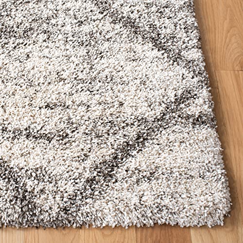 SAFAVIEH Hudson Shag Collection Accent Rug - 2' x 3', Grey & Beige, Modern Trellis Design, Non-Shedding & Easy Care, 2-inch Thick Ideal for High Traffic Areas in Foyer, Living Room, Bedroom (SGH281J) - color: Grey/Beige, size: 2' x 3' (Rectangular)