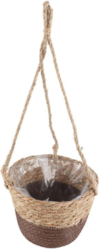 Ejoyous Hanging Planter Basket, Rustic Woven Flower Hangers for Indoor and Outdoor Plants Boho Style Hanging Straw Basket for Porches and Patio Decor (2pcs)