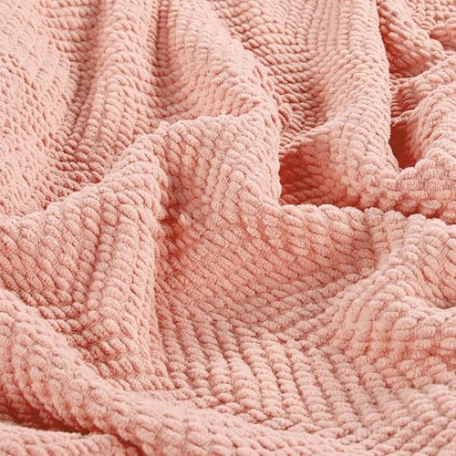Home Soft Things Pink Throw Blanket Knitted Tweed Throw 50'' x 60'', Peach Melba, Super Soft Cozy Warm Comfortable Breathable Throw for Living Room Chair Couch Bed Sofa Bedroom Home Décor - color: Peach Melba, size: 50 in x 60 in