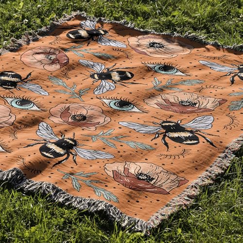 Boho Throw Blanket Colorful Cotton Blanket Retro Bohemian Tapestry Reversible Hippie Sheets Room Decor - color: Orange