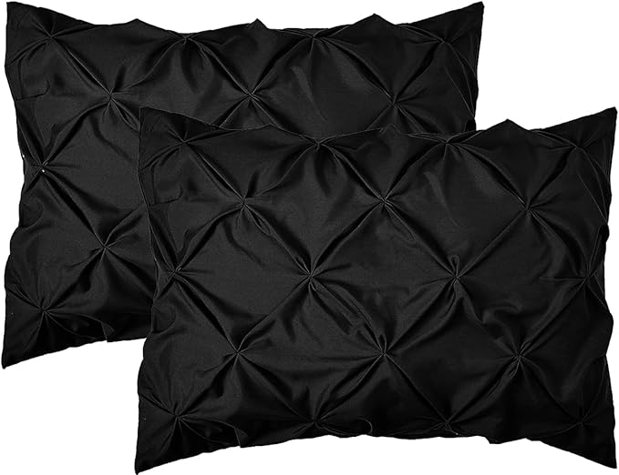 Elegant Comfort 2-Pack Sham Set Pinch Pleat Design, 1500 Premium Hotel Quality Microfiber, Stylish Design-Easy Care, Wrinkle and Stain Resistant, 2-Piece Sham Set, Pleated King, Black