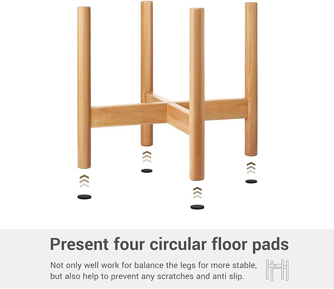Mkono Plant Stand Mid Century Wood Flower Pot Holder (Plant Pot NOT Included) Modern Potted Stand Indoor Display Rack Rustic Decor, Up to 12 Inch Planter, Natural