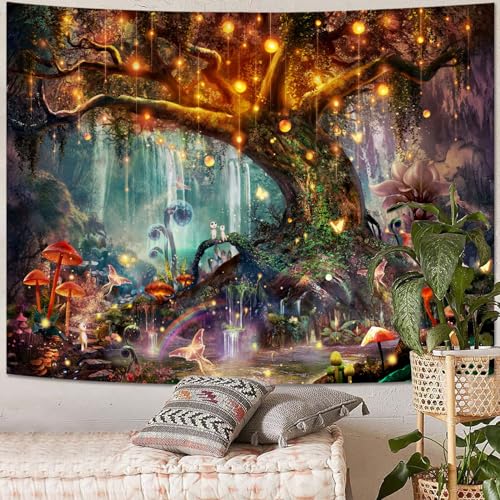 Spenlife Nature Tree Tapestry Mystical Forest Tapestry for Bedroom Aesthetic Tapastry's Wall Hanging Tapestries for Living Room Dorm Tree1 36×48 Inches - color: Blackish Blue, size: 48"L x 36"W