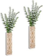 Wall Planter for Indoor Plants, 2 Pack Geometric Hanging Planter, Wood Wall Vase for Decor Artificial Flower Plants, Boho Wall Decor for Living Room, Bedroom (Light Color)
