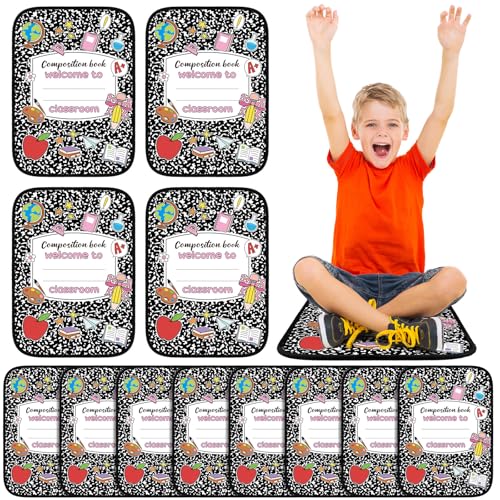 Tinideya 12 Pcs Kids Carpet Circle Seats for Class 16 Inch Round Classroom Rug Back to School Floor Cushions Soft Educational Mat Non Slip First Day of School Learning Playing Areas(Composition Book) - style: Composition Book