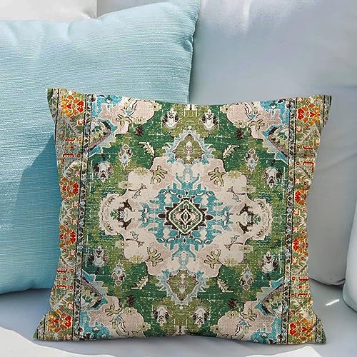 Snycler Boho Throw Pillow Covers 24x24 inch Set of 2 Boho Rug Carpet Double Sided Pattern Cotton Soft Pillow Case Cushion Cover Pillowcase for Couch Sofa Bed Decorative (Green) - color: Boho-3, size: 24" x 24" (Pack of 2)