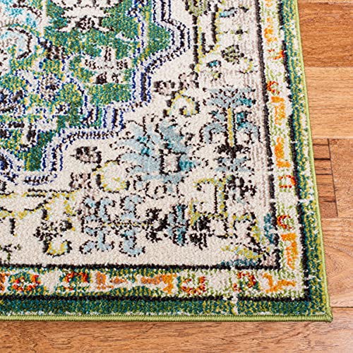 SAFAVIEH Madison Collection Accent Rug - 2'2" x 4', Green & Turquoise, Medallion Distressed Design, Non-Shedding & Easy Care, Ideal for High Traffic Areas in Entryway, Living Room, Bedroom (MAD447Y) - color: Green/Turquoise, size: 2'2" x 4' (Rectangular)