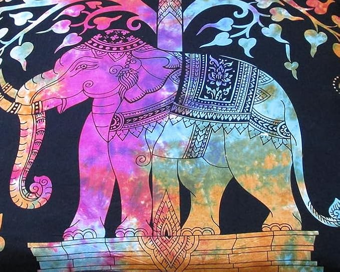 CRAFT KALA Mandala Floor Pillow Cushion Cover Seating Throw Cover Hippie Decorative Bohemian Ottoman Poufs Pillow Cases Boho Indian Cotton Living Room Yoga Home Décor (35" Square, Muti Elephant Tree)
