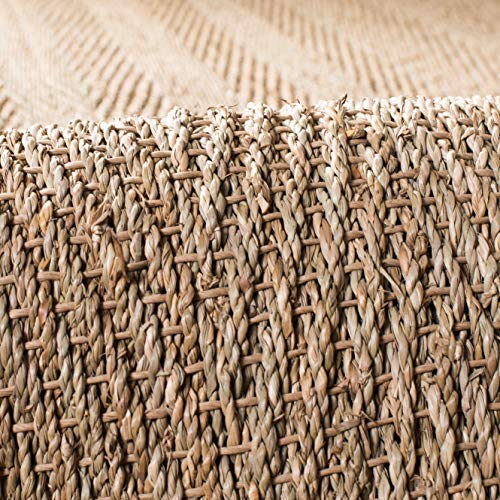 SAFAVIEH Area Rug 2x3 - Natural Fiber Collection - Natural & Black, Seagrass, Herringbone Pattern with Border (NF115C) - color: Natural/Black, size: 2' x 3' (Rectangular)