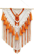 BMIDRUT Hanging Macrame Tapestry Woven Boho Wall Art Handmade Macrame Tapestry Home Wall Decor Wall Pediment 18x30 Inch (Orange)