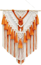 BMIDRUT Hanging Macrame Tapestry Woven Boho Wall Art Handmade Macrame Tapestry Home Wall Decor Wall Pediment 18x30 Inch (Orange)
