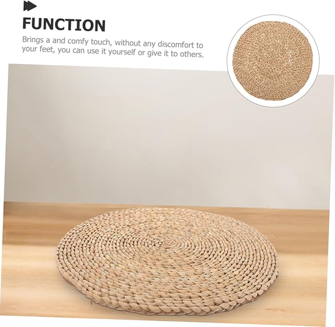YARNOW Woven Floor Pillow Woven Seating Mat Meditation Cushion for Bedroom Rustic Decor