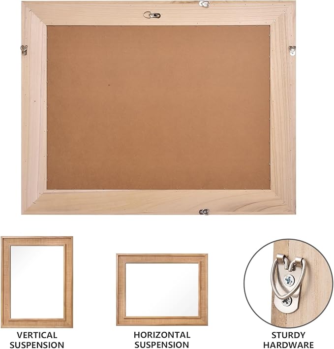 Rectangle Rattan Mirror, 20"x28" Rattan Wall Mirror, Farmhouse Wooden Vanity Mirror with Handmade Wicker Frame, Decorative Boho Mirror for Nursery Bedroom Living Room Entryway Nature