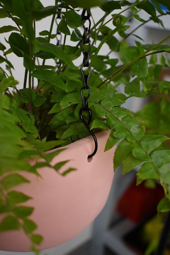 Hanging Basket Chain,22 Inch Black Hanging Chain,Chain for Hanging Plants with Hooks for Bird Feeder Hanging Planter Porch Wind Chime (Black, 22 Inch-5PCS)