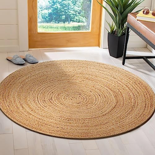 Savi Home Hand Woven Jute Braided Rug, 6' Round - Natural, Reversible Area Rugs for Living Room, Farmhouse, Kitchen, Handcrafted 6 Feet Round Area Rugs - Natural - color: Natural, size: 6' (Round)