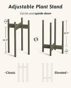 Adjustable Plant Stand Indoor, Bamboo Plant Stand Fits 8 9 10 11 12 Inches, Small Corner Planter Holder for Indoor Plants, Single Floor Plant Stands for Living Room Balcony, Tea Brown Tall