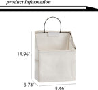 Wall-Hanging Storage Bags, Desktop Organizer Basket Cotton Linen Hanging Storage Basket for Kitchen,Bderoom,Living Room (#2 White)