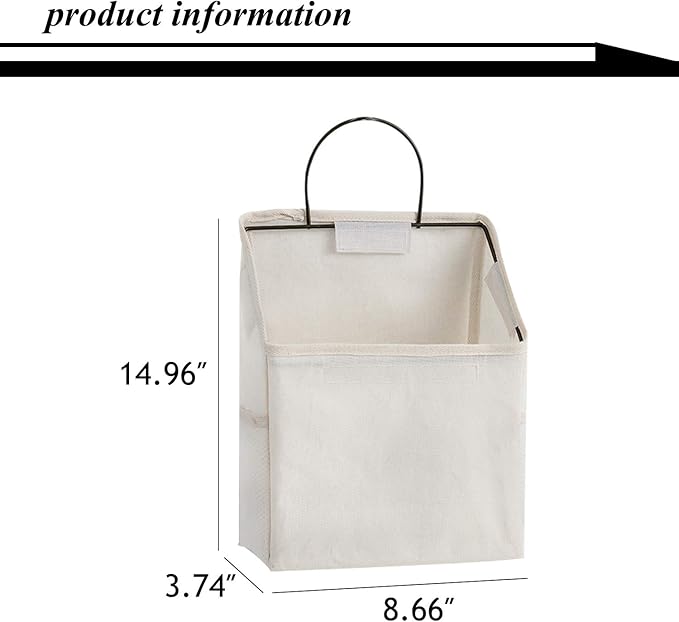 Wall-Hanging Storage Bags, Desktop Organizer Basket Cotton Linen Hanging Storage Basket for Kitchen,Bderoom,Living Room (#2 White)