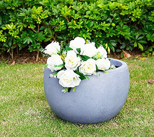 Kante 11.8" Dia Round Concrete Planter, Outdoor/Indoor Large Bowl Plant Pots with Drainage Hole and Rubber Plug for Garden Patio Balcony Home, Slate Gray - color: Slate Gray, size: 11.8" d