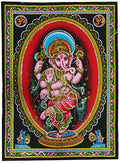 Rastogi Handicrafts Cotton Wall Hanging Indian Goddess Indian Deity 40" X 30" Poster Size (DANCING GANESH-G) - color: Dancing Ganesh-g