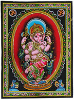 Rastogi Handicrafts Cotton Wall Hanging Indian Goddess Indian Deity 40" X 30" Poster Size (DANCING GANESH-G) - color: Dancing Ganesh-g