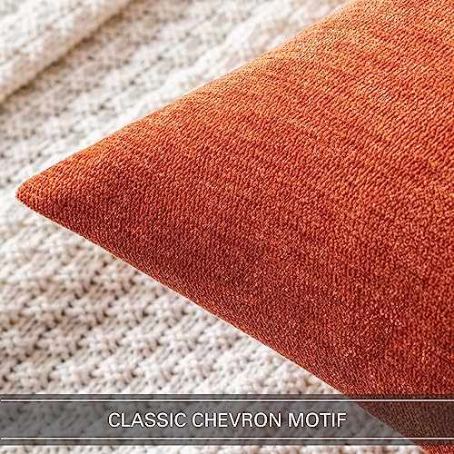 MIULEE Pack of 2 Burnt Orange Decorative Pillow Covers 18x18 Inch Soft Chenille Couch Autumn Throw Pillows Farmhouse Cushion Covers for Home Decor Sofa Bedroom Living Room - color: Burnt Orange, size: 18" x 18" (Pack of 2)
