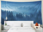 EMMTEEY Forest Wall Tapestry - Mystical Mountain Pine Forest in Fog - Large Nature Wall Hanging for Living Room 92.5x70.9 Inches - Present for Families