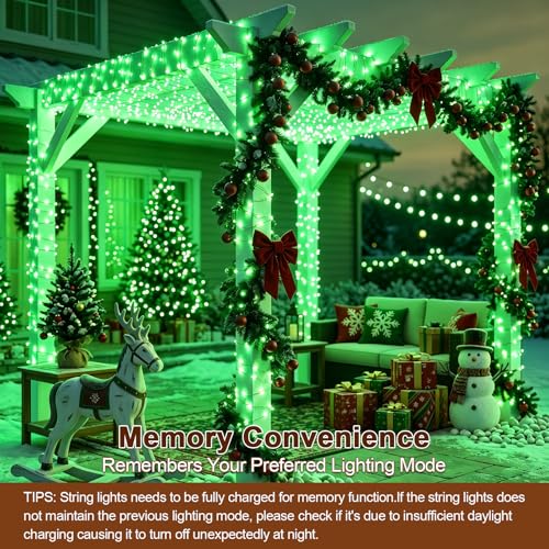 Solar String Lights 2 Pack Total 66FT 200LED Solar Fairy Lights Outdoor Waterproof 8 Lighting Modes Twinkle Lights for Patio, Garden Yard Party Wedding Tree Christmas Halloween Decoration, Green - color: Green