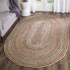 SAFAVIEH Cape Cod Collection Area Rug - 6' x 9' Oval, Natural & Multi, Handmade Boho Braided Jute, Ideal for High Traffic Areas in Living Room, Bedroom (CAP251A) - size: 6' x 9' (Oval)
