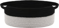 Woven Basket,Small Rope Storage Bin with Handles & Ribbon Bag, Organizer for Shelves Closets,Gift Basket Empty for Birthday,Books,Dog Toys, Black&Grey