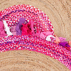 SAFAVIEH Cape Cod Collection 3' Round Pink / Natural CAP701U Handmade Boho Fringe Jute & Cotton Area Rug - color: Pink/Natural, size: 3' (Round)