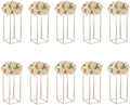 Gold Metal Cube Vase Stand for Wedding Centerpieces, 23.6in Tall, 10 Pcs