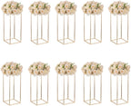Gold Metal Cube Vase Stand for Wedding Centerpieces, 23.6in Tall, 10 Pcs