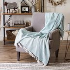 DII Herringbone Striped Collection Cotton Throw Blanket, 50x60, Aqua (Pack of 12) - color: Aqua, size: 50x60" (Pack of 12)