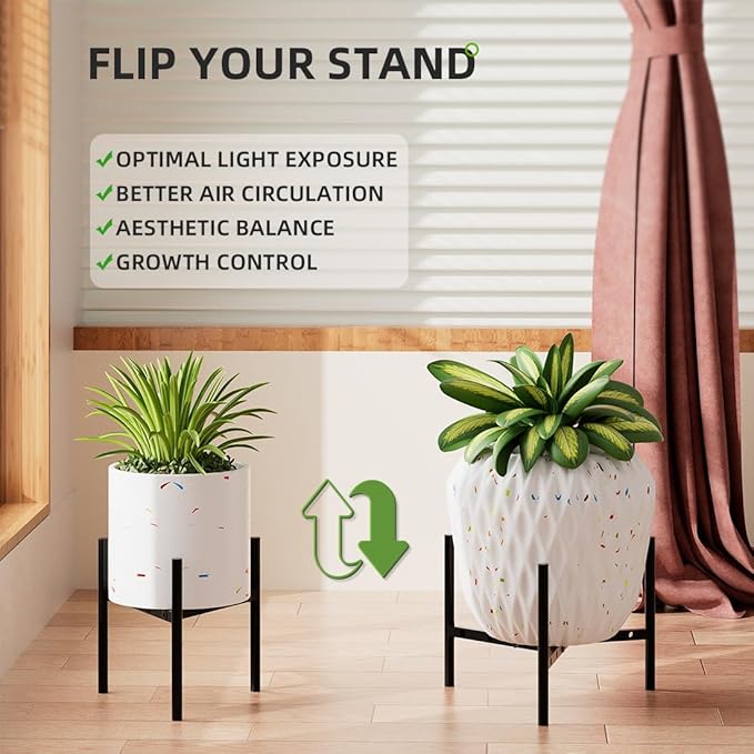 Plant Stand Indoor Adjustable Pot Holders, Metal Plant Stand Outdoor, Anti-Rust Black Metal Plant Holder for Outdoor Corner and Indoor clearance ,Fits 8"-12" Pots, 9.5" Height, 1 Pack