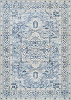 Bloom Rugs Caria Washable Non-Slip 6x9 Rug - Blue Traditional Area Rug for Living Room, Bedroom, Dining Room, and Kitchen - Exact Size: 6' x 9' - color: Blue, size: 6' x 9' (Rectangular)