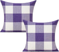 VAKADO Purple Outdoor Farmhouse Buffalo Plaids Decorative Throw Pillow Covers Retro Checked Square Cushion Cases Classic Coffee Check Home Decor for Couch Sofa Patio 24x24 Inch Pack of 2