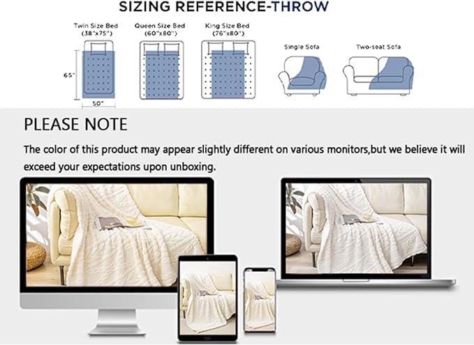 YUSOKI Sherpa Large Throw Blanket Single Layer,Light Weight(1.7lb),370GMS-3D Stylish Design for Gift Home Decor (Ivory,50"x65")