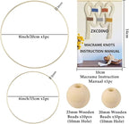 87pcs Macrame Kits for Beginners 3mm x 220yards Natural Cotton Macrame Cord Wall Hanging Kit, Macrame Supplies Best for Macrame Plant Hanger with Wooden Beads,Wooden Rings