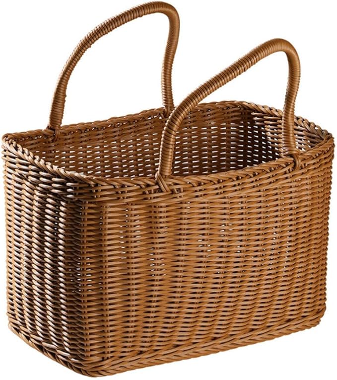 Alipis African Market Basket Oval Woven Straw Basket with Handle Ghana Plant Pot Grocery Bag Beach Tote Shopping Bag Flower Picnic for Toy Storage