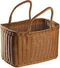 Alipis African Market Basket Oval Woven Straw Basket with Handle Ghana Plant Pot Grocery Bag Beach Tote Shopping Bag Flower Picnic for Toy Storage