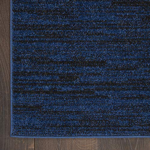 Nourison Home Nourison Essentials Midnight Blue 2'2" x 10' Area Rug - Easy Clean, Non Shedding, Bed Room, Living Room, Dining Room, Kitchen (10' Runner) - color: Midnight Blue, size: 2'2" x 10' (Runner)
