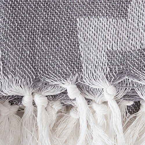 DII Modern Moroccan Cotton Blanket Throw with Fringe for Couch, Chair, Guest Room, Picnic, Camping, Beach, & Everyday Use, 50x60, Gray - color: Gray