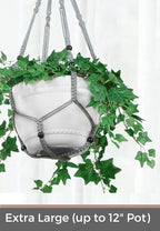 2 Pack 43 Inches Macrame Planter Hanger Large for 12 inch Pot + Swag Hook (Extra Long & Big) | Large Hanging Planter for Indoor Plants | No Tassel, Cotton Rope, No Pot/Plant Included