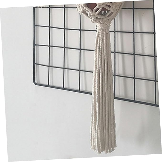Handmade Cotton Rope Hanging Planter Bohemian Style Indoor Wall Decor for Succulents and Flower Pots Woven Sling Basket for Balcony and Office