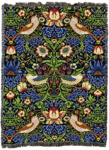 Pure Country Weavers William Morris Strawberry Thief Blanket XL - Arts & Crafts - Gift Tapestry Throw Woven from Cotton - Made in the USA (82x62) - color: Original, size: X-Large