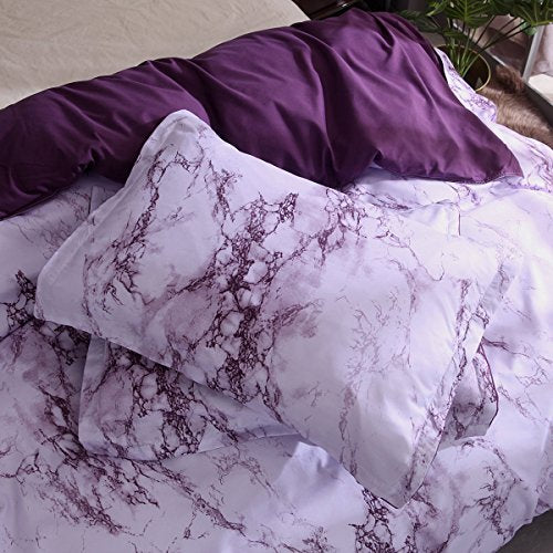 Feelyou Queen Bedding Duvet Cover Set Grape Reversible Marble Luxury Microfiber Lightweight Down Comforter Quilt Cover with Zipper Closure Best Organic 3PCS - color: Multi 45, size: Queen