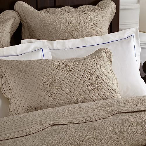 Calla Angel Sage Garden Luxury Pure Cotton Matelasse Quilted Pillow Sham, King Pillow, 20x36, Coffee - color: Coffee, size: King