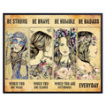 Inspirational Boho Wall Art 11x14 - Be Strong Be Brave Be Badass Motivational Poster - Bohemian Butterfly Positive Quotes for Women - Feminist Empowerment Gifts - Girls Teen Bedroom Hippie Room Decor - size: 11"L x 14"W
